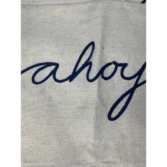 Ahoy Nautical Pillow Shams (2) Linen Blend NEW - Picture 3 of 6